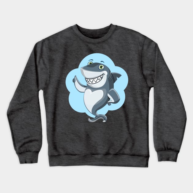 Smiling Shark Gives a Thumbsup Crewneck Sweatshirt by PatrioTEEism